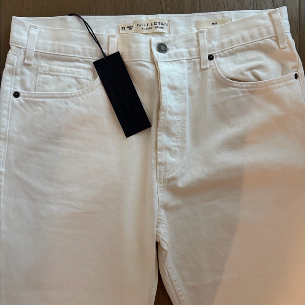 Nili Lotan Men's Slim Straight Jeans in White